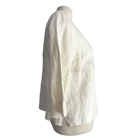 Harve Benard Vintage Linen Button Front Cardigan Sz 10 Womens White 3/4 Sleeve - Picture 15 of 15